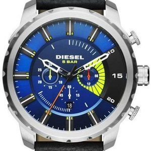 Men's Diesel Stronghold Chronograph Black Leather Watch DZ4411